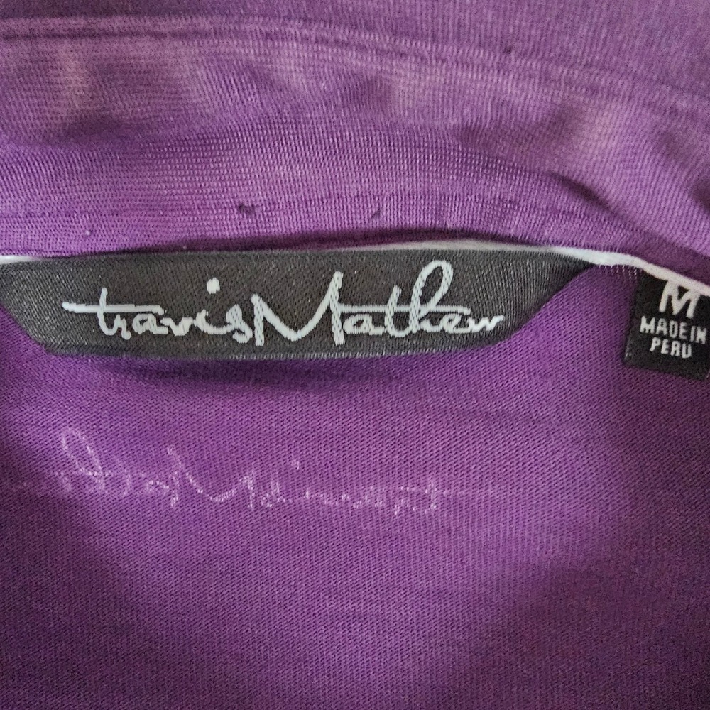 TravisMathew Mens Purple Pima Cotton Blend Short Sleeve Pocket Polo Shirt Size M - Picture 2 of 10